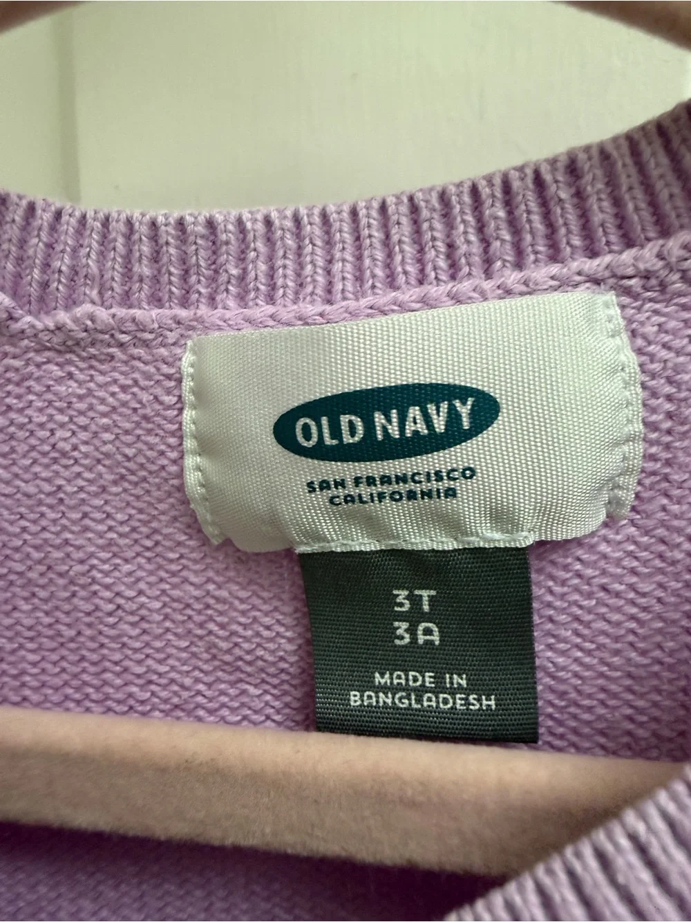 Old Navy Girls 3T Lavender Purple Crewneck Button Down Cardigan Sweater